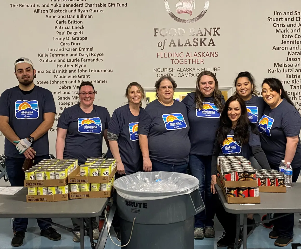 Group of Alaska USA volunteers at a food bank